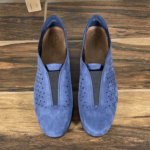 Clarks Daelyn Summit Women's Size 9 Shoes Blue Leather Comfort Wedge Loafer - Picture 11 of 12